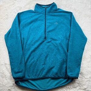 L.L.Bean Women's Adventure Grid Fleece Quarter-Zip Pullover Teal Size Large